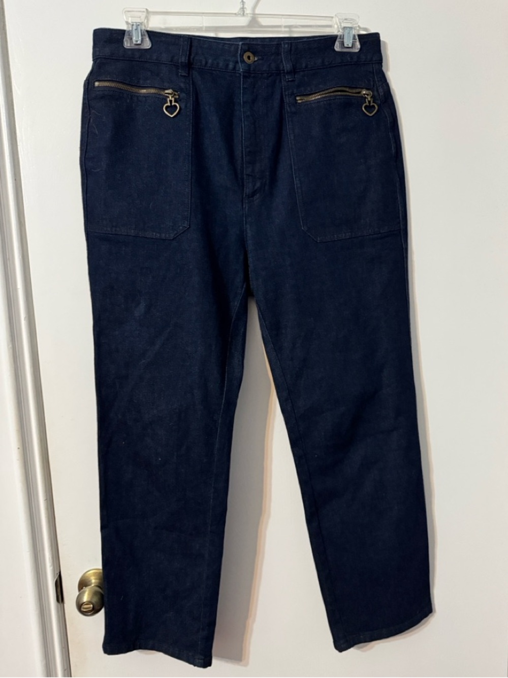 kate spade Dark Navy Straight-Leg Chinos with Heart Zip Pulls
